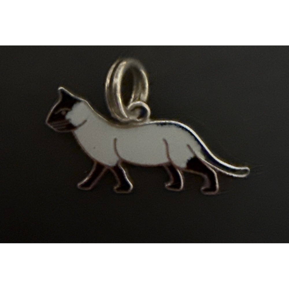 Vintage Wells Gray & Black Cat Wells sterling Enamel charm  LAST ONE!